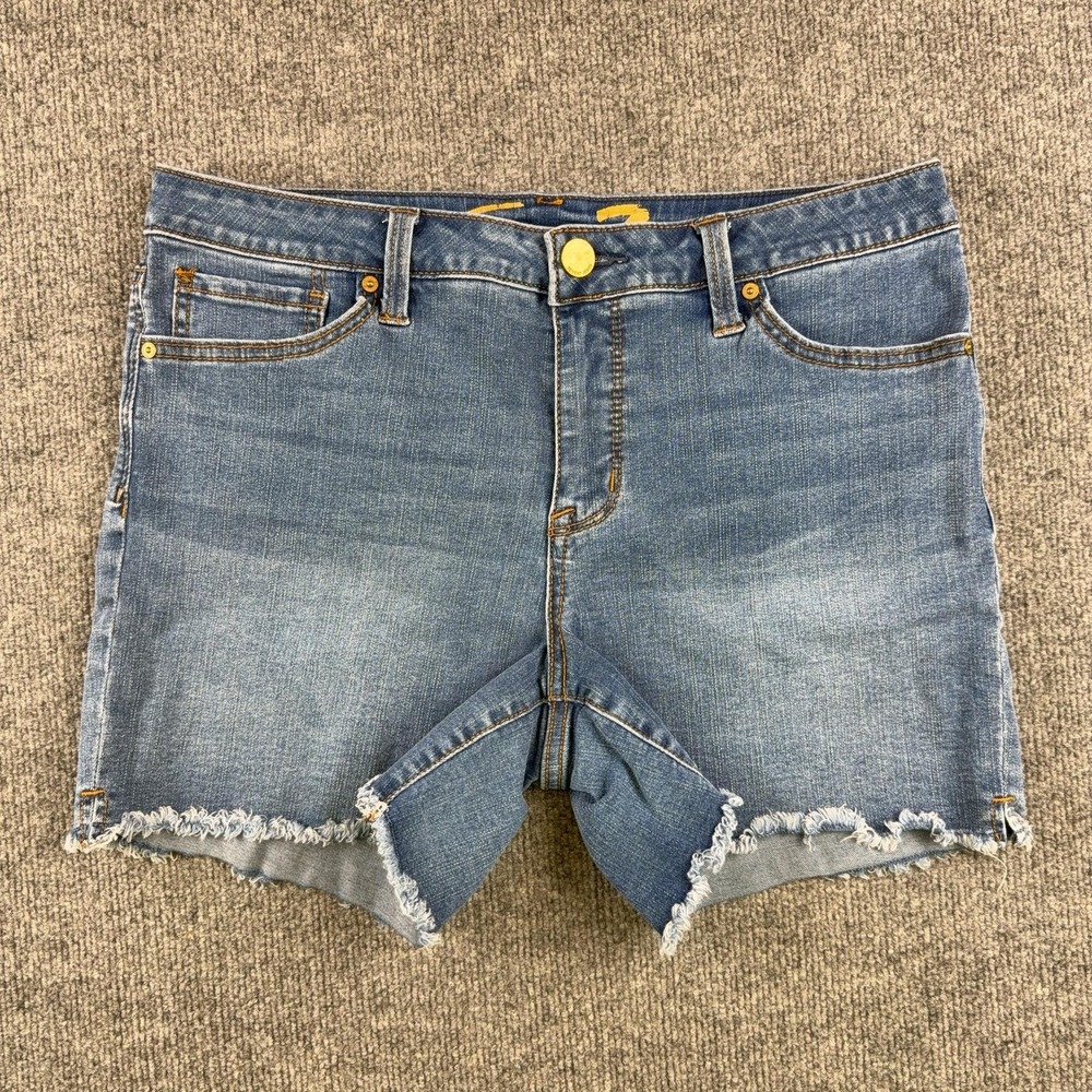 Seven7 Shorts Womens 12 Blue Denim Weekend Short Cutoff Frayed Hem Stretch